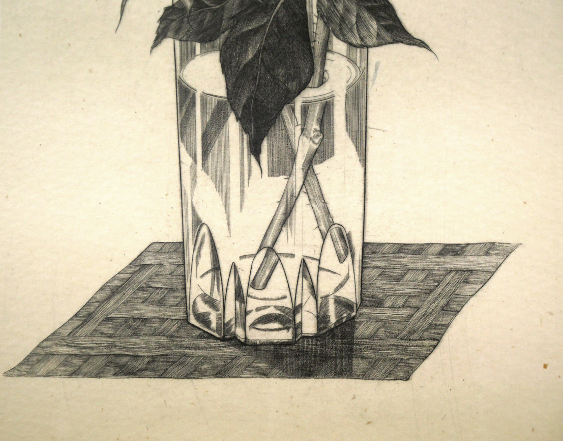吉田勝彦「薔薇二輪」銅版画 拡大画像2