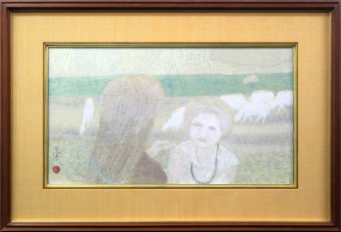 吉田善彦「ウフラの少女」日本画・変形10号