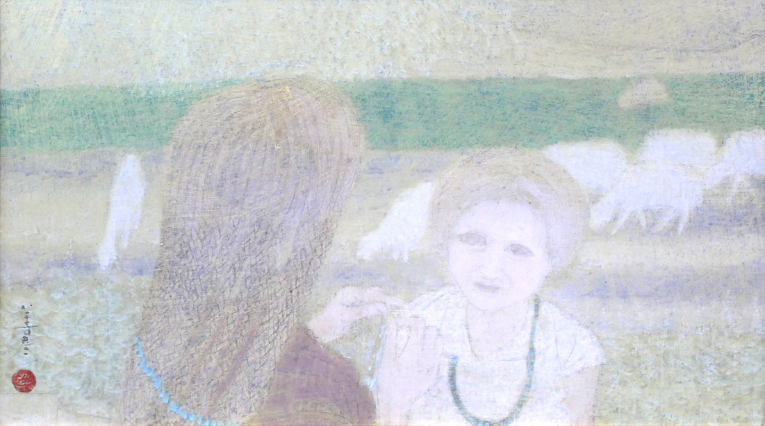 吉田善彦「ウフラの少女」日本画・変形10号 作品全体拡大画像