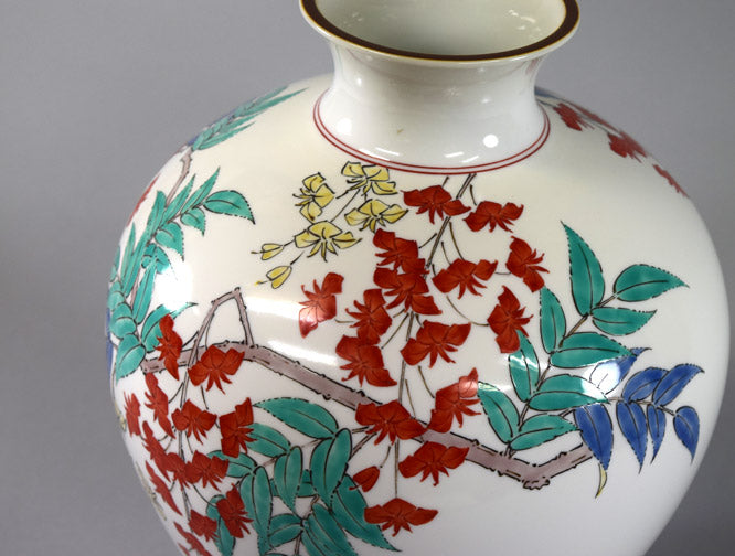 十四代酒井田柿右衛門「濁手藤花文花瓶」共箱