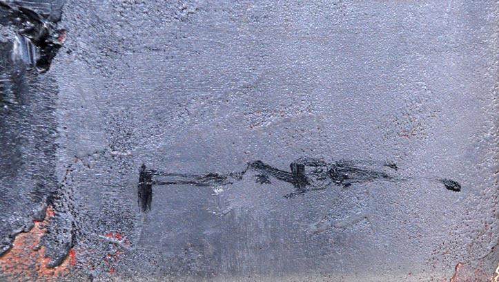 阿部国利「少年」油絵・F6号 サイン部分