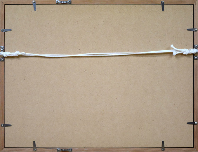 阿部貞夫「二月の歌」木版画 額縁裏側画像