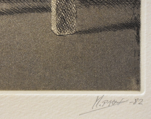 相笠昌義「アンダルシアの貧しい少女」銅版画　本人直筆鉛筆サイン・年記（1982年作）部分
