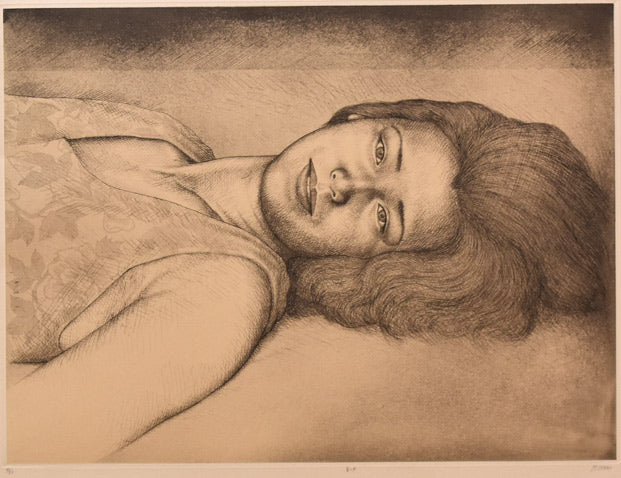 相笠昌義「夏の女」銅版画 作品全体拡大画像