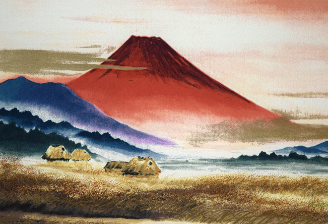 あいはら友子「金運赤富士大豊穣之図」シルクスクリーン版画 拡大画像1