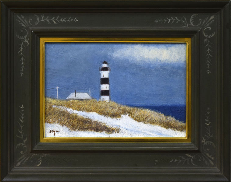 相原求一朗「早春の灯台(北海道)」油絵・SM