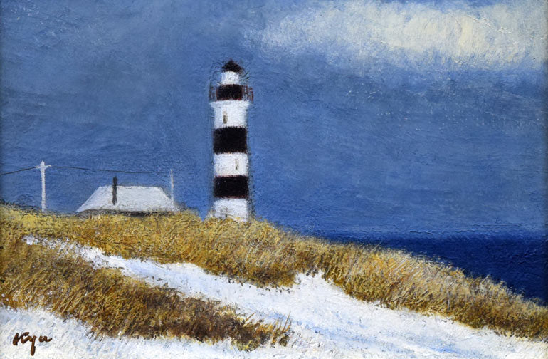 相原求一朗「早春の灯台(北海道)」油絵・SM 作品全体拡大画像