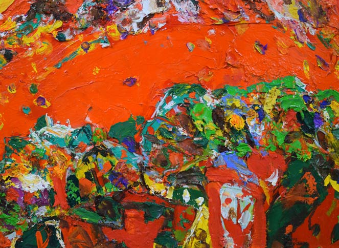 安食慎太郎「赤富士」油絵・F10号 拡大画像3