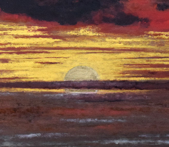 赤澤白翠「日の出」日本画・F4号 拡大画像1