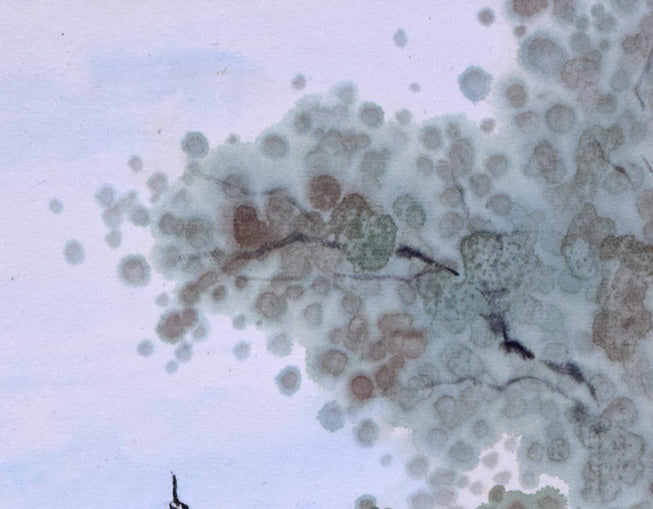 赤澤白翠「札幌風景・時計台」水彩画 拡大画像1