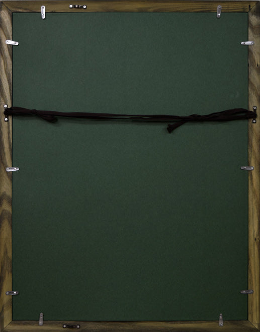 秋山巌「草しげる」木版画 額縁裏側画像