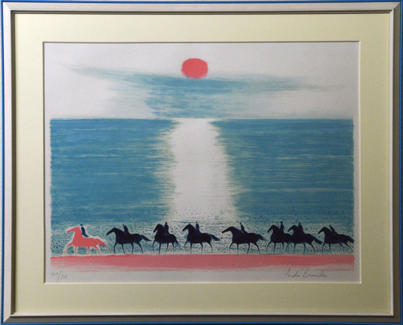 アンドレ・ブラジリエ「日の出の乗馬」リトグラフ