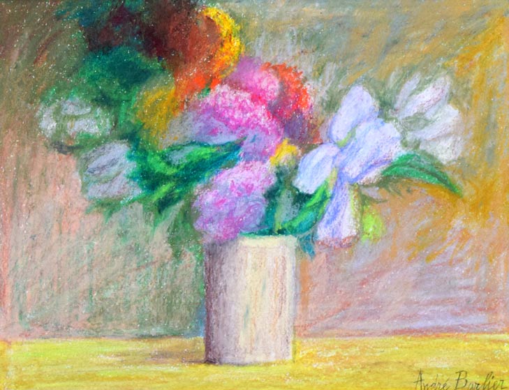 アンドレ・バルリエ「花束」パステル画 作品全体拡大画像