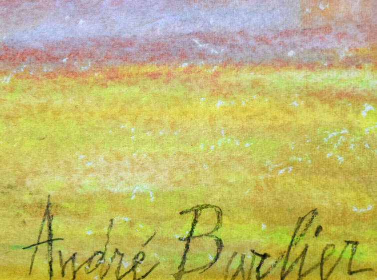 アンドレ・バルリエ「花束」パステル画 サイン部分