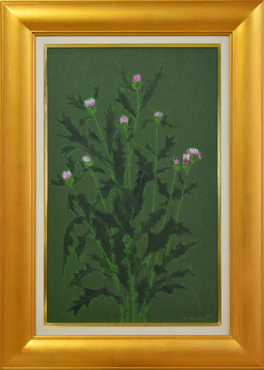 青木義照「野薊」油絵・M10号