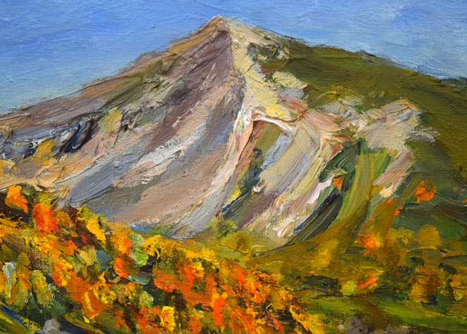 青塚誠爾「イワオヌプリ」油絵・F6号 拡大画像1