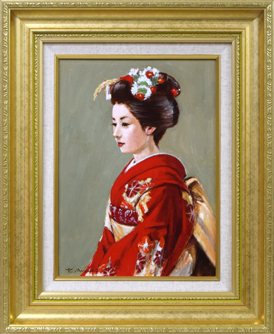 荒木義太郎「新春の舞妓」油絵・F4号