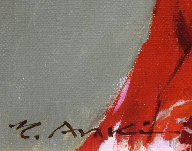 荒木義太郎「新春の舞妓」油絵・F4号 サイン拡大画像