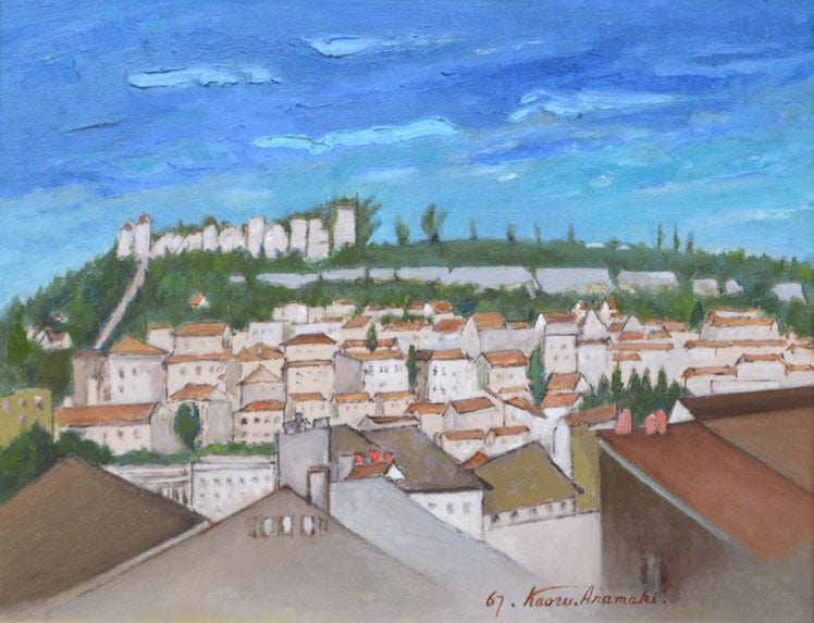 荒巻かおる「外国風景」油絵・P10号・1967年作 拡大部分