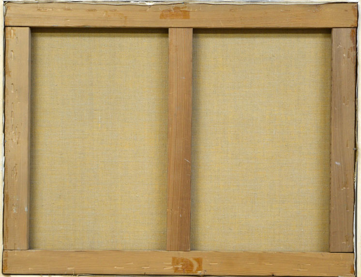 荒巻かおる「外国風景」油絵・P10号・1967年作 キャンバス裏側部分