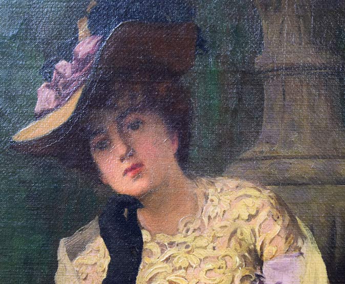 アーサー・ウォードル「The Hour」油絵・変形10号 拡大画像1