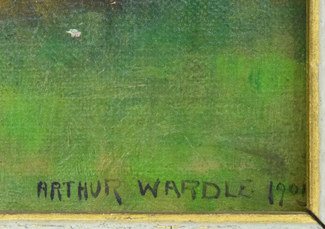 アーサー・ウォードル「The Hour」油絵・変形10号 サイン拡大画像