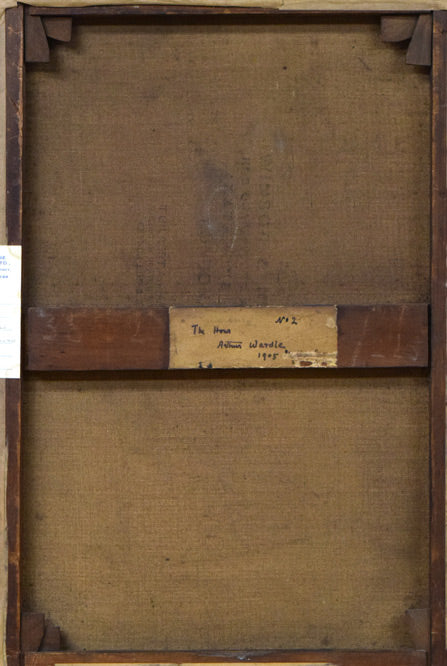 アーサー・ウォードル「The Hour」油絵・変形10号 キャンバス裏側画像