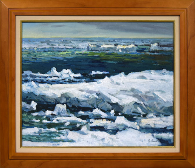 朝倉力男「オホーツクの流氷」油絵・F12号