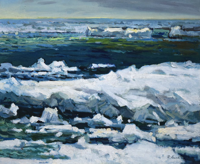 朝倉力男「オホーツクの流氷」油絵・F12号 作品全体拡大画像