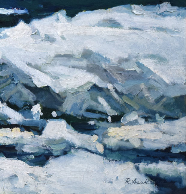 朝倉力男「オホーツクの流氷」油絵・F12号 拡大画像4