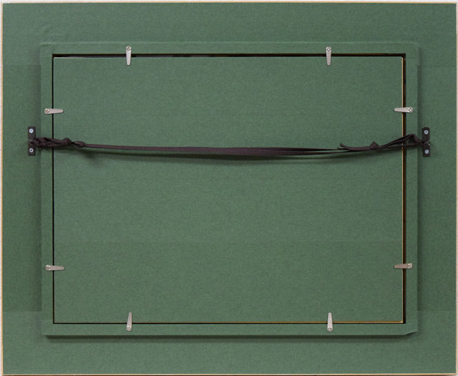 朝倉力男「堀割の雪」油絵・F4号 額縁裏側画像