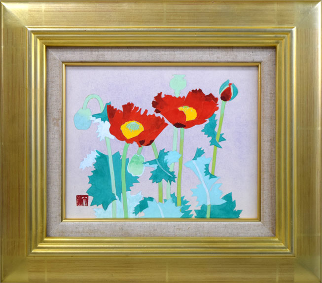 浅野天鐘「けし」日本画・F3号