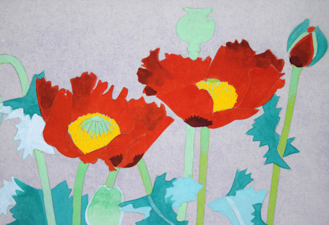 浅野天鐘「けし」日本画・F3号 拡大画像1