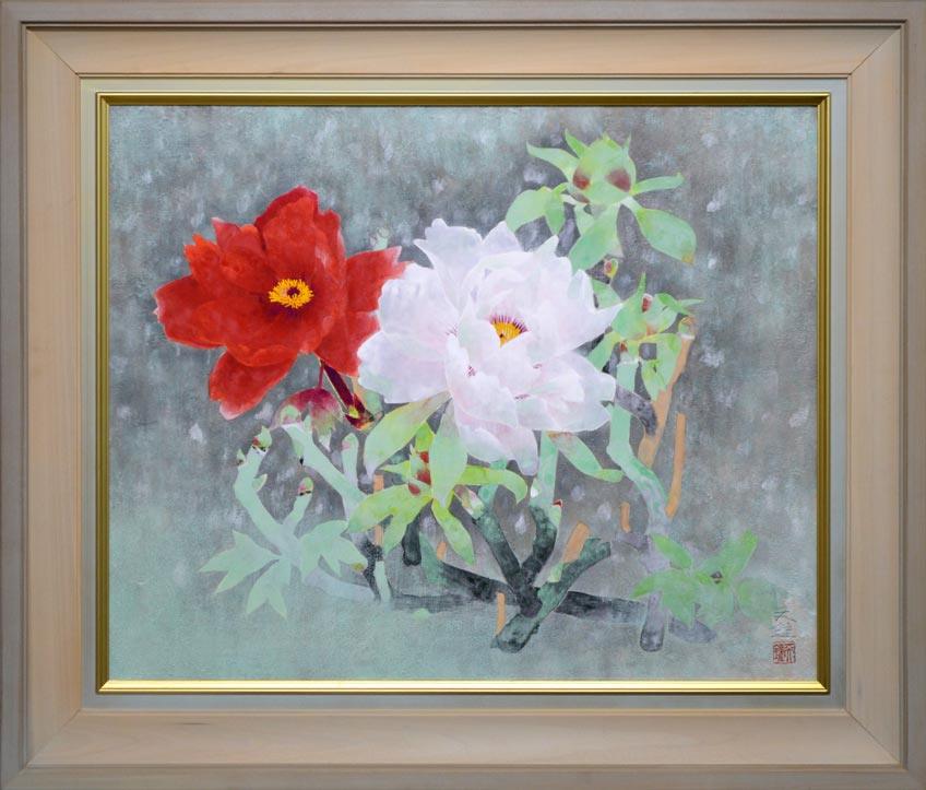 浅野天鐘「冬牡丹」日本画・F12号