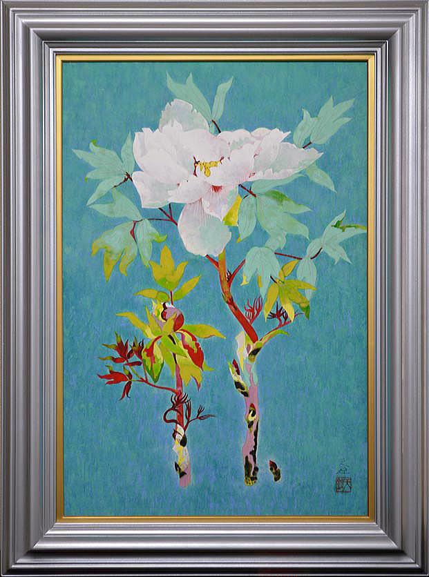 浅野 天鐘「冬牡丹」日本画・M12号・共シール