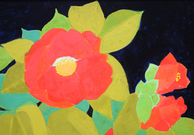 浅野天鐘「椿」日本画・F3号 拡大画像1