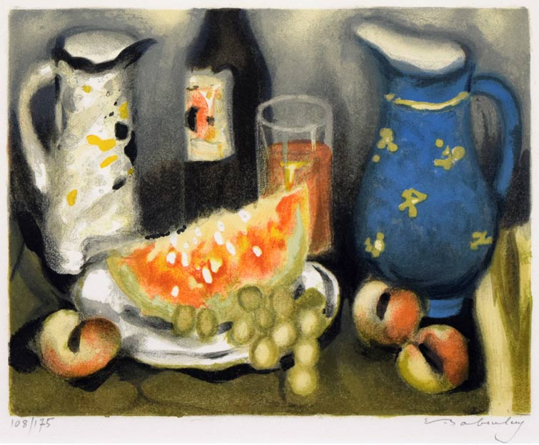 バブレーヌ「静物画」リトグラフ 拡大部分