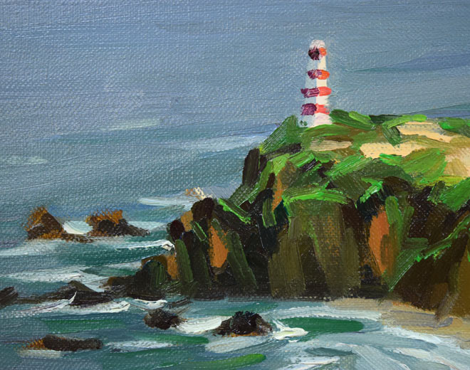 萬谷藤男「岬(北海道風景)」油絵・F6号 拡大画像1