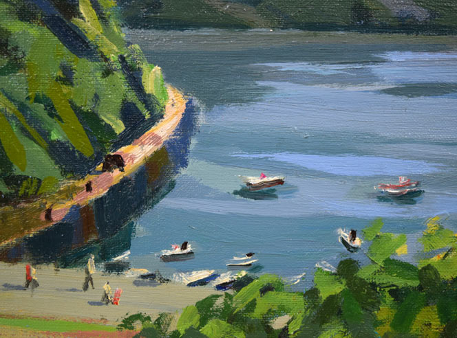 萬谷藤男「樽前岳の初夏(支笏湖)」油絵・F6号 拡大画像2