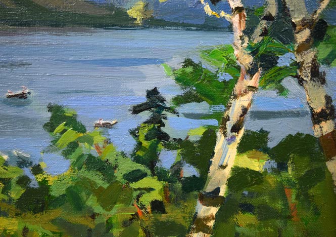 萬谷藤男「樽前岳の初夏(支笏湖)」油絵・F6号 拡大画像3