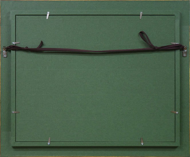 萬谷藤男「樽前岳の初夏(支笏湖)」油絵・F6号 額縁裏側画像