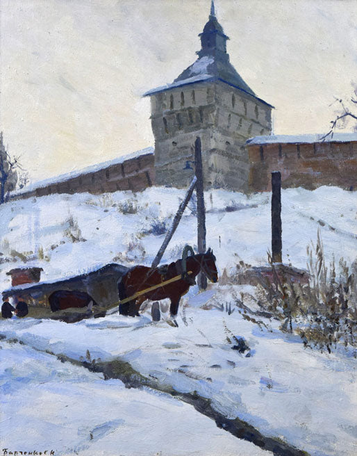 バルチェンコフ「モスコー郊外」油絵・変形20号 作品全体拡大画像