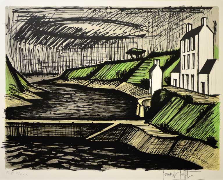 ベルナール・ビュッフェ(Bernard BUFFET)「防波堤」リトグラフ 作品全体画像