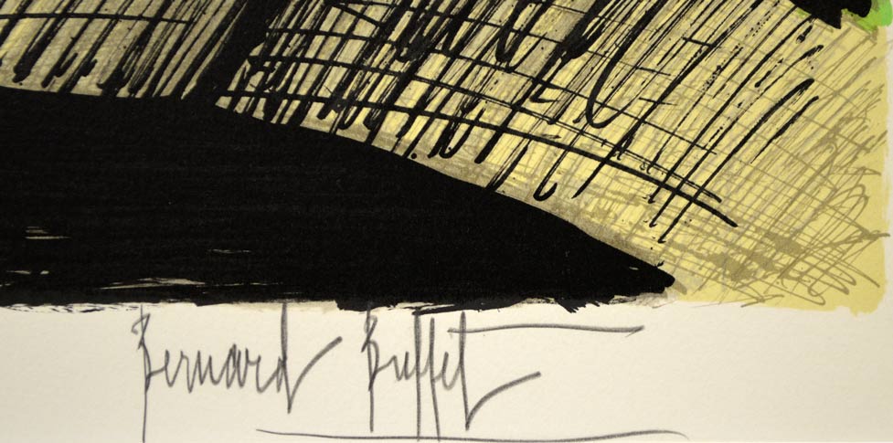 ベルナール・ビュフェ「防波堤」リトグラフ サイン部分