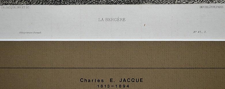 シャルル=エミール ジャック(Charles-Émile JACQUE)「羊飼い」エッチング(銅版画) 拡大画像1
