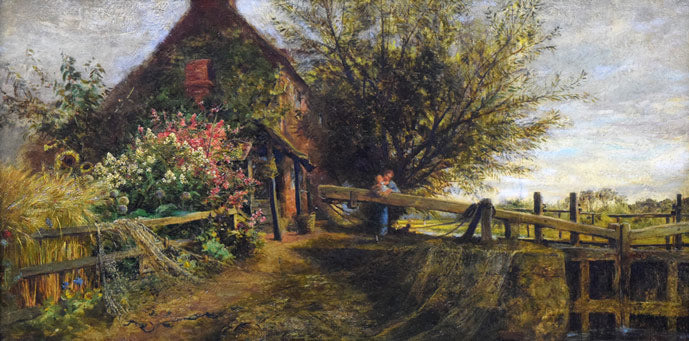 チャールズ・ルイス「バークシャーあたりのテームズ河」油絵・変形12号 作品全体拡大画像