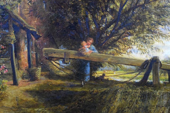 チャールズ・ルイス「バークシャーあたりのテームズ河」油絵・変形12号 拡大画像3