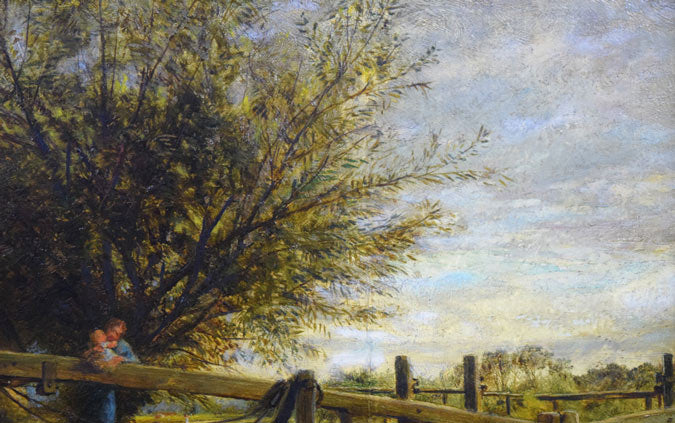 チャールズ・ルイス「バークシャーあたりのテームズ河」油絵・変形12号 拡大画像2