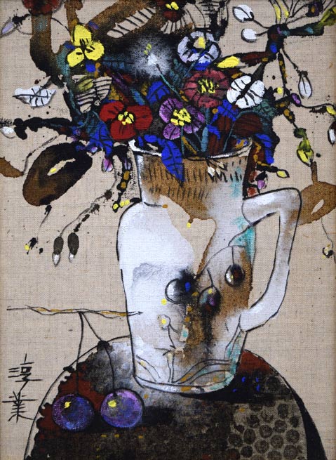 張淳業(チャン スンオップ)「花」油絵・F4号 作品全体画像