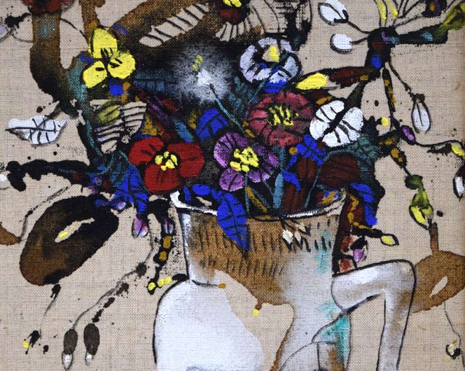 張淳業(チャン スンオップ)「花」油絵・F4号 拡大画像1